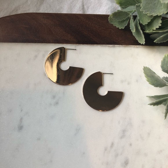 Thick Gold Hoop Statement Earrings - Picture 2 of 5